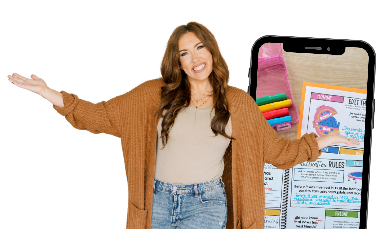 Brittany presenting an educational resource on a phone